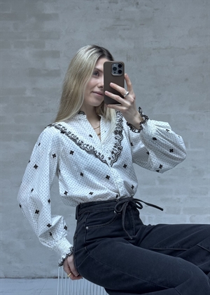 Degas Dot bluse Offwhite Neo Noir 